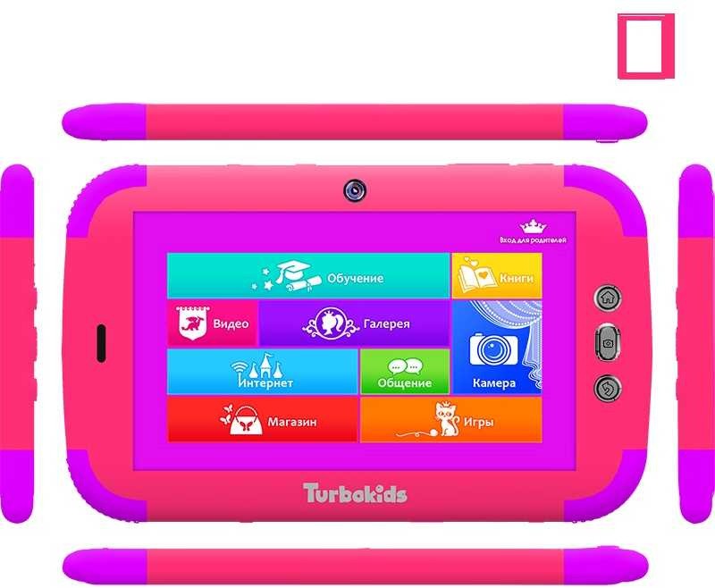 Планшет Turbo TurboKids Princess 3G SC7731C/RAM1Gb/ROM16/7"/3G/WiFi/BT/2Mpix/0.3Mpix/GPS/Android 8.1/розовый