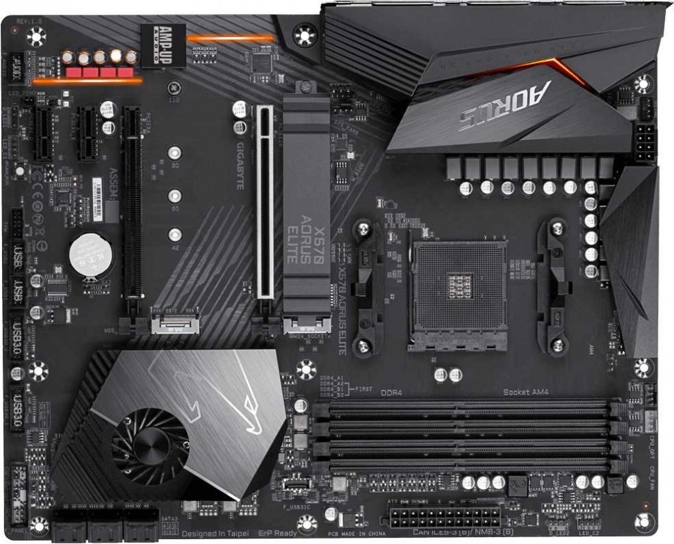 Материнская плата Gigabyte X570 AORUS ELITE Soc-AM4 AMD X570 4xDDR4 ATX AC`97 8ch(7.1) GbLAN RAID+HDMI