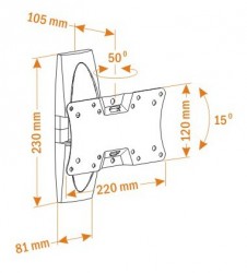 Кронштейн для телевизора Holder LCDS-5062 черный глянец 19"-32" макс.30кг настенный поворот и наклон
