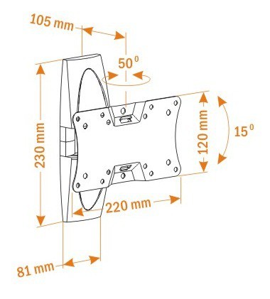 Кронштейн для телевизора Holder LCDS-5062 черный глянец 19"-32" макс.30кг настенный поворот и наклон