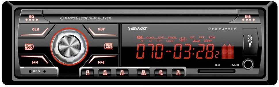 Автомагнитола Swat MEX-2430UB 1DIN 4x50Вт