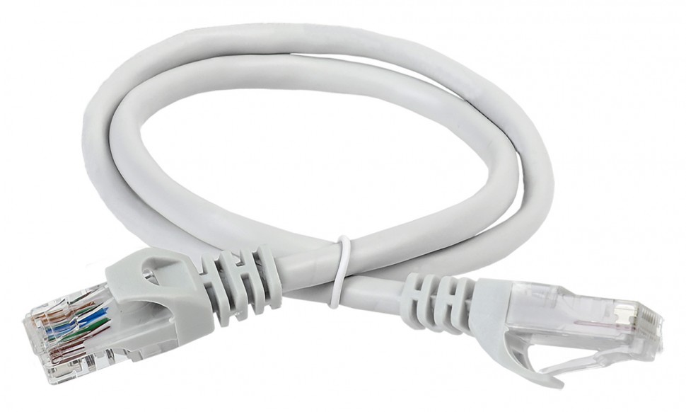 Патч-корд ITK PC01-C5EU-1M UTP вилка RJ-45-вилка RJ-45 кат.5е 1м серый ПВХ (уп.:1шт)