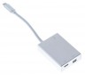 Адаптер Buro BHP USB Type-C (m) USB Type-C (f) miniDisplayPort (f) 0.1м серебристый