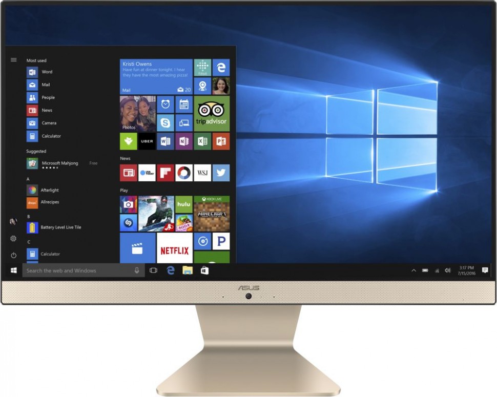 Моноблок Asus V222FBK-BA015T 21.5" Full HD i5 10210U (1.6)/8Gb/SSD256Gb/MX110 2Gb/Windows 10 Home/GbitEth/WiFi/BT/90W/клавиатура/мышь/Cam/черный 1920x1080