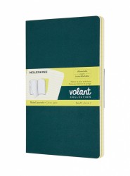 Блокнот Moleskine VOLANT QP721K31M20 Large 130х210мм 96стр. линейка мягкая обложка зеленый/желтый цитрон (2шт)