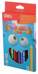 Карандаши цветные Deli EC00600 Color Kids трехгранные 12цв. Jumbo коробка/европод.