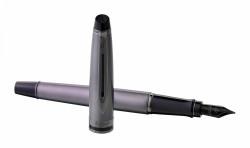 Ручка перьевая Waterman Expert DeLuxe (2119253) Metallic Silver RT F перо сталь нержавеющая подар.кор.