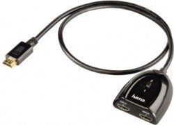 Переключатель аудио-видео Hama H-42553 HDMI (m)/2хHDMI (f) Позолоченные контакты черный (00042553)