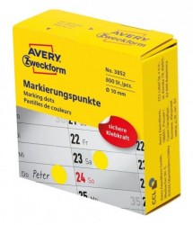 Этикетки Avery Zweckform 3852 800шт на листе диаметр 10мм/70г/м2/желтый самоклей. универсальная (упак.:1рул)