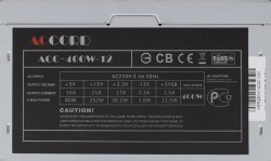 Блок питания Accord ATX 400W ACC-400W-12 (24+4pin) 120mm fan 4xSATA