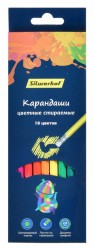 Карандаши цветные Silwerhof 134209-18 Цветландия шестигранные 18цв. ластик коробка/европод.