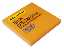 Блок самоклеящийся бумажный Silwerhof 682161-07 76x76мм 100лист. 75г/м2 неон оранжевый