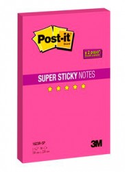 Блок самоклеящийся бумажный 3M Post-it Super Sticky 1623R-SP 7100075703 150х228мм 90лист. неон розовый