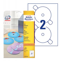 Этикетки Avery Zweckform CD/DVD L7676-25 A4/196г/м2/50л./белый супер глянец самоклей. для лазерной печати