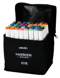 Набор маркеров Deli 70807-40 двухсторонний 40цв. ассорти текстильная сумка