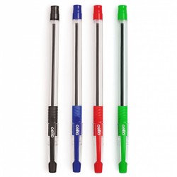 Ручка шариковая Cello SLIMO GRIP 0.7мм резин. манжета 4цв. ассорти (10чер/25син/10кр/5зел) пластик.стакан