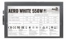Блок питания Aerocool ATX 550W AERO WHITE 80+ (24+4+4pin) APFC 120mm fan 5xSATA RTL