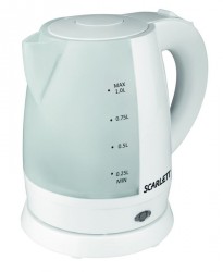 Чайник электрический Scarlett SC-EK18P40 1л. 1600Вт белый (корпус: пластик)