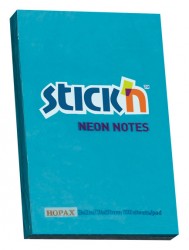 Блок самоклеящийся бумажный Stick`n 21207 51x76мм 100лист. 70г/м2 неон голубой