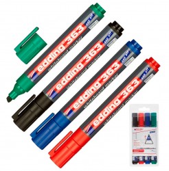 Набор маркеров для досок Edding E-363/4S скошенный пиш. наконечник 1-5мм 4цв. ассорти