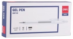 Ручка гелевая Deli EQ10720 Mate авт. 0.5мм резин. манжета прозрачный/матовый черные чернила