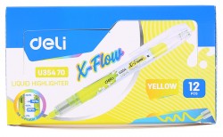 Текстовыделитель Deli X-flow EU35470 скошенный пиш. наконечник 1-5мм колпачок с клипом желтый