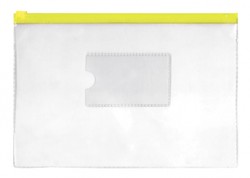 Папка на молнии ZIP Silwerhof Classic 255182-05 B5 ПВХ 0.11мм карм.для визит. цвет молнии желтый