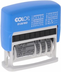 Датер Colop мини S120/WD пластик корп.:синий автоматический 1стр. оттис.:синий/красный шир.:43мм выс.:3.8мм