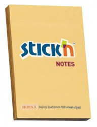 Блок самоклеящийся бумажный Stick`n 21390 51x76мм 100лист. 70г/м2 пастель оранжевый