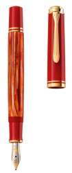 Ручка перьевая Pelikan Souveraen M 600 (PL815840) Tortoiseshell Red F перо золото 14K покрытое родием подар.кор.