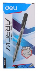 Ручка шариковая Deli EQ00920 Arrow 0.7мм прозрачный/черный черные чернила