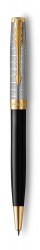 Ручка шариковая Parker Sonnet Premium K537 (2119787) Metal Black GT M черные чернила подар.кор.