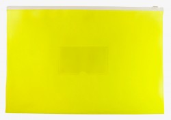 Папка на молнии ZIP Бюрократ Double Neon DNEBPM4AYEL A4+ полипропилен 0.15мм желтый карм.для визит. цвет молнии белый