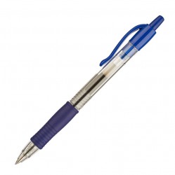 Ручка гелевая Pilot BL-G2-5-L (25733) авт. 0.3мм стреловидный пиш. наконечник круглая телескопич.корпус корпус пластик резин. манжета прозрачный синие чернила