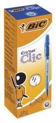 Набор шариковых ручек Bic CRISTAL CLIC (8507332) авт. 0.32мм прозрачный синие чернила коробка картонная
