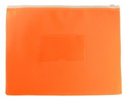 Папка на молнии ZIP Бюрократ Double Neon DNEBPM5AOR A5 полипропилен 0.15мм оранжевый карм.для визит. цвет молнии белый
