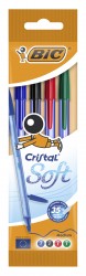 Набор шариковых ручек Bic CRISTAL SOFT (918530) 0.35мм прозрачный ассорти чернила пакет (4шт)