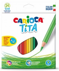Карандаши цветные Carioca TITA 42794 шестигранные пластик 24цв. коробка/европод.