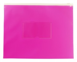 Папка на молнии ZIP Бюрократ Double Neon DNEBPM5APINK A5 полипропилен 0.15мм розовый карм.для визит. цвет молнии белый