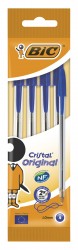 Набор шариковых ручек Bic CRISTAL (8308601) 0.32мм прозрачный синие чернила пакет (4шт)