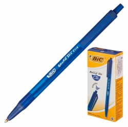 Ручка шариковая Bic РАУНД СТИК КЛИК (926376) авт. 1мм корпус пластик синий синие чернила коробка картонная