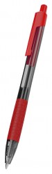 Ручка шариковая Deli EQ01840 Arrow авт. 0.5мм резин. манжета прозрачный/красный красные чернила