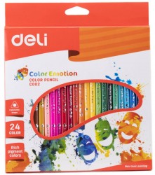 Карандаши цветные Deli Color Emotion EC00220 трехгранные липа 24цв. коробка/европод.