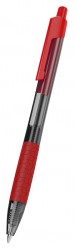 Ручка шариковая Deli EQ01940 Arrow авт. 0.7мм резин. манжета прозрачный/красный красные чернила