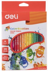 Карандаши цветные Deli Color Emotion EC00230 трехгранные липа 36цв. коробка/европод.