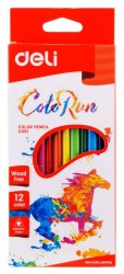 Карандаши цветные Deli ColoRun EC00100 трехгранные пластик 12цв. коробка/европод.