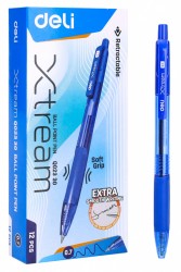 Ручка шариковая Deli EQ02330 X-tream авт. 0.7мм резин. манжета прозрачный/синий синие чернила