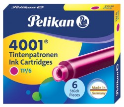 Картридж Pelikan INK 4001 TP/6 (PL321075) розовые чернила для ручек перьевых (6шт)