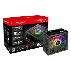 Блок питания Thermaltake ATX 500W Smart RGB 500 80+ (24+4+4pin) APFC 120mm fan color LED 5xSATA RTL