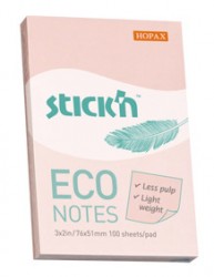 Блок самоклеящийся бумажный Stick`n ECO 21742 51x76мм 100лист. 60г/м2 пастель розовый